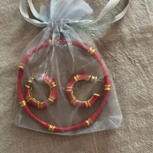 Elegant Red and Gold Jewelry Set